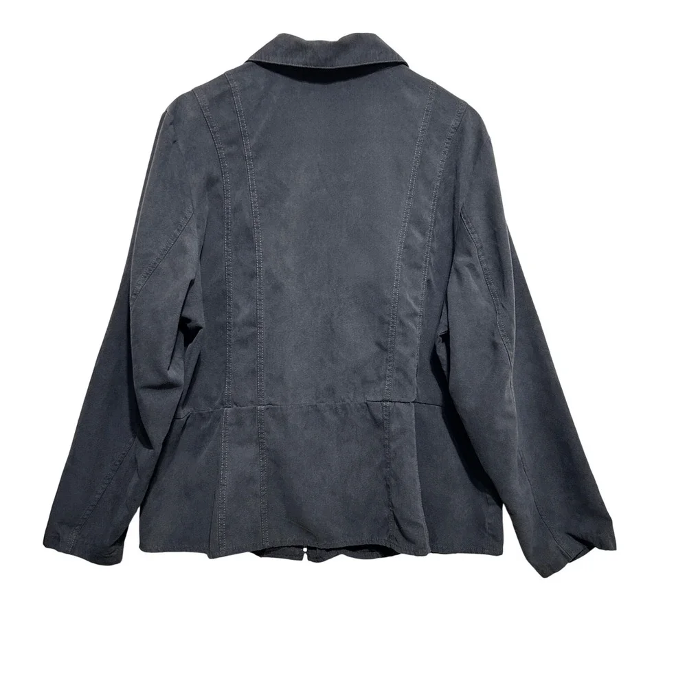 Cato Woman Jacket‎ 22/24W Charcoal Zip Front Peplum Structured Minimalist Chic